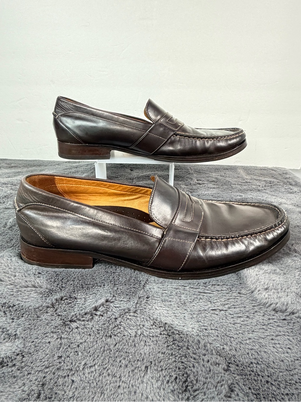 Cole Haan Men’s 12M Brown Leather Penny Loafers Moc Toe Dress Shoes